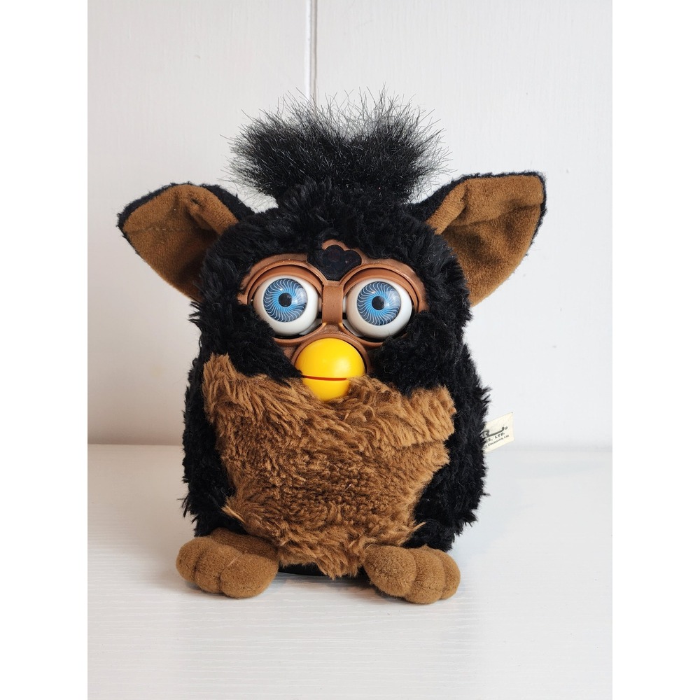Vintage 1998 Furby Gorilla Tiger Electronics Black Tan Blue Eyes For Parts Only